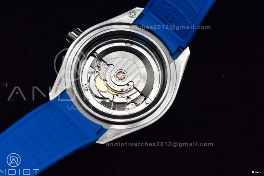 TF 1:1 6000M Dial Seamaster Black Deep Black Strap Ceramic Ultra A2824 Edition Bezel on Blue Rubber SS Best 0302